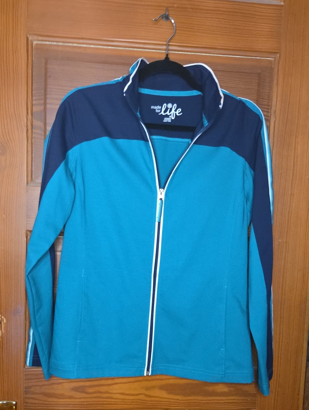 made for life Teal and Navy Zip-Front Athletic Jacket